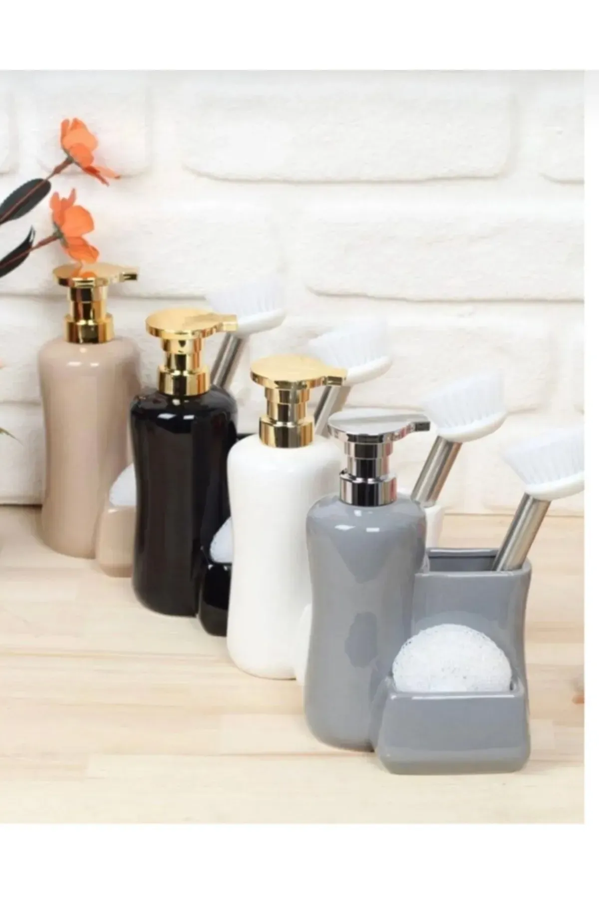 Arow Porselen Sıvı Sabunluk Süngerlik