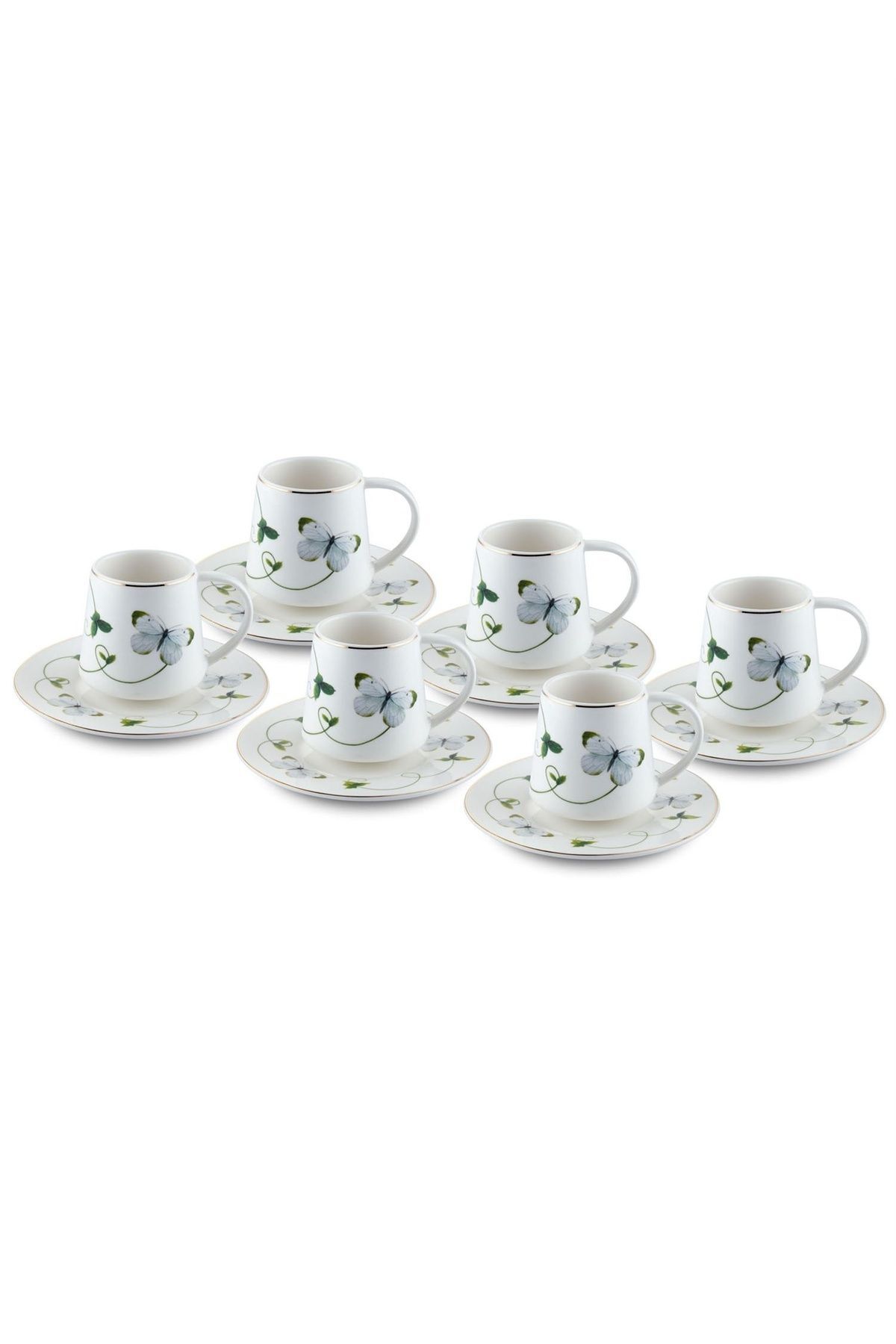 The Mia  Desenli Porselen Fincan Takımı 6 Kişilik 12 Parça 100 ml