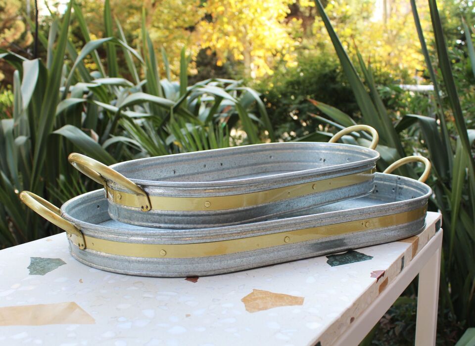 The Mia  Galvaniz - Tepsi 66 x 32 Cm