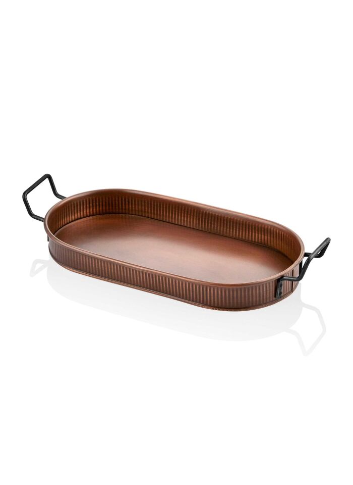 The Mia Galvaniz Tepsi  66x32 cm BAKIR KAPLAMA