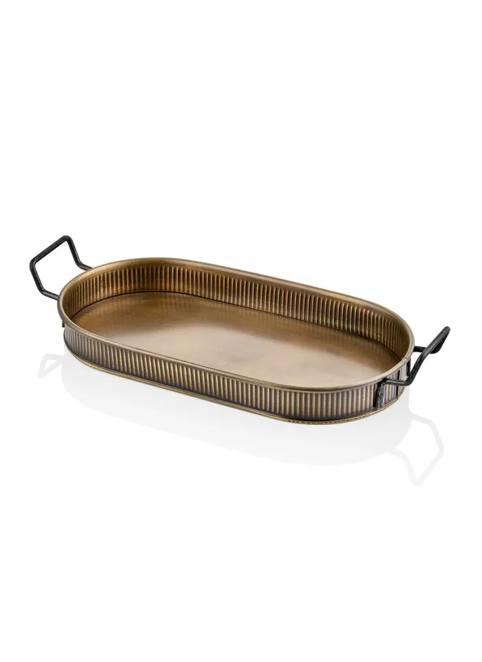 The Mia Galvaniz Tepsi  66x32 cm GOLD KAPLAMA