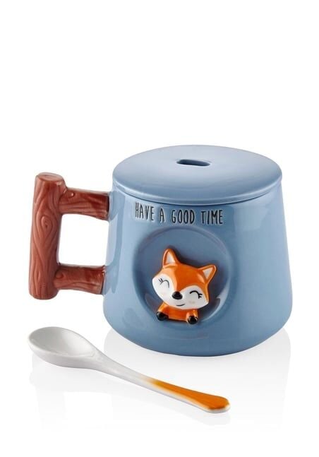 The Mia Tilki Kapaklı ve Kaşıklı Kupa 370 ml