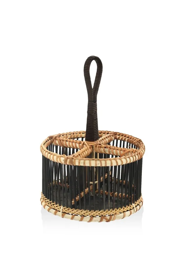 The Mia Doğal Bambu Bölmeli Kaşıklık 30x19x12 cm SİYAH