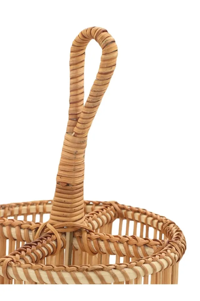The Mia Doğal Bambu Bölmeli Kaşıklık 30x19x12 cm KREM