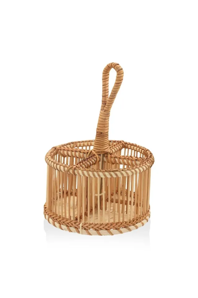 The Mia Doğal Bambu Bölmeli Kaşıklık 30x19x12 cm KREM