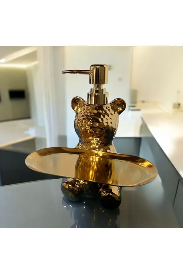 Krd Home Porselen Stantlı Sıvı Sabunluk GOLD