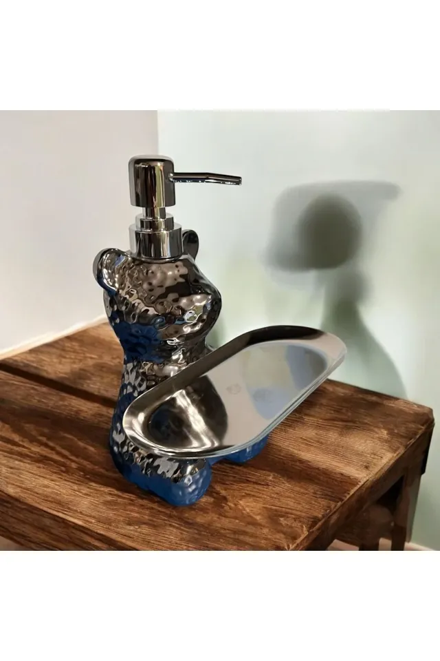 Krd Home Porselen Stantlı Sıvı Sabunluk GÜMÜŞ