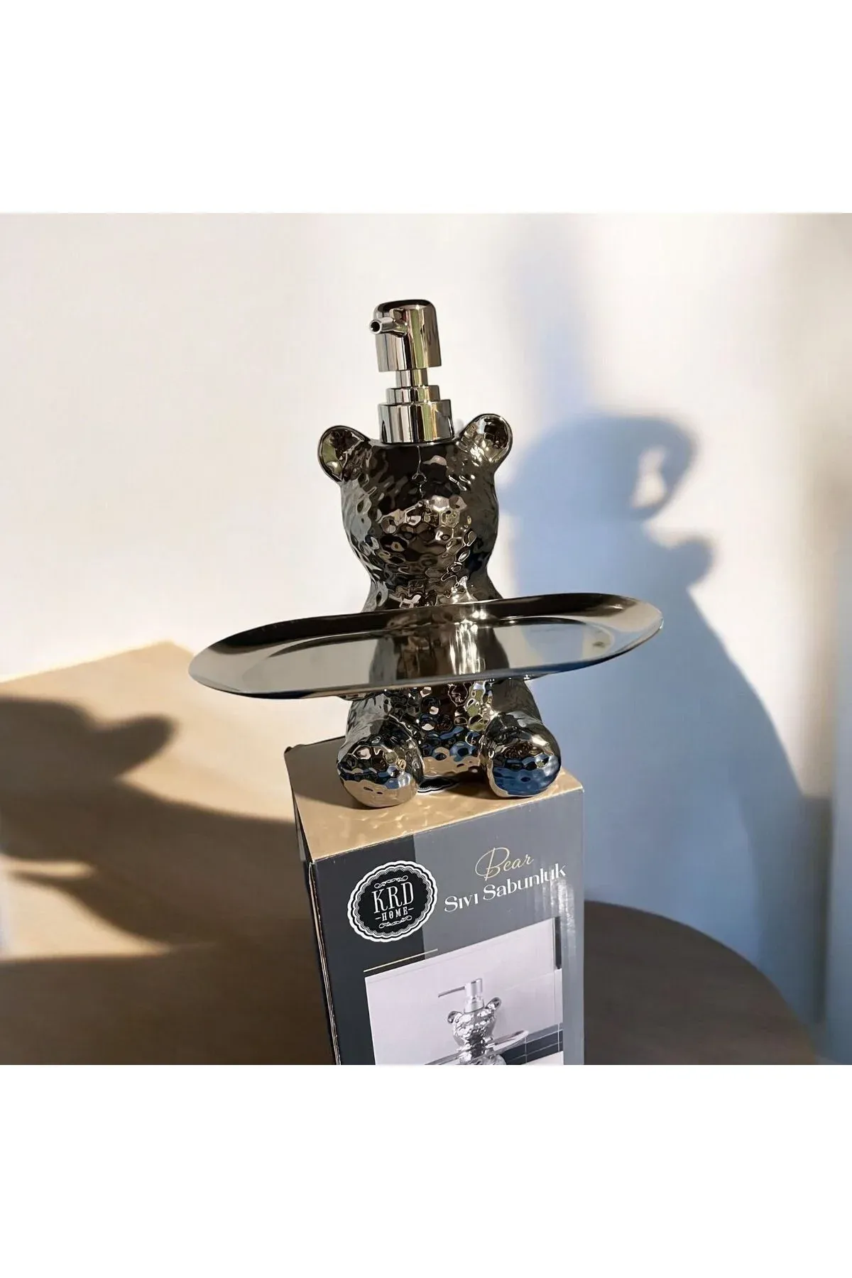 Krd Home Porselen Stantlı Sıvı Sabunluk GÜMÜŞ