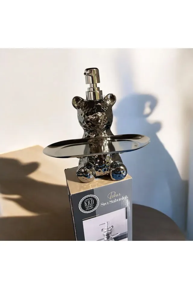 Krd Home Porselen Stantlı Sıvı Sabunluk GÜMÜŞ