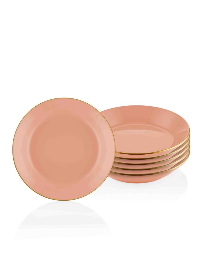 The Mia Basic Yemek Tabağı 6 Lı Set  - 20cm SOMON PEMBE