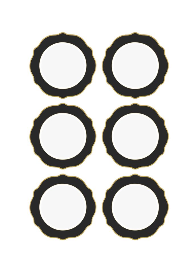 The Mia Jaswely Pasta Tabağı 6 Parça  21 Cm SİYAH