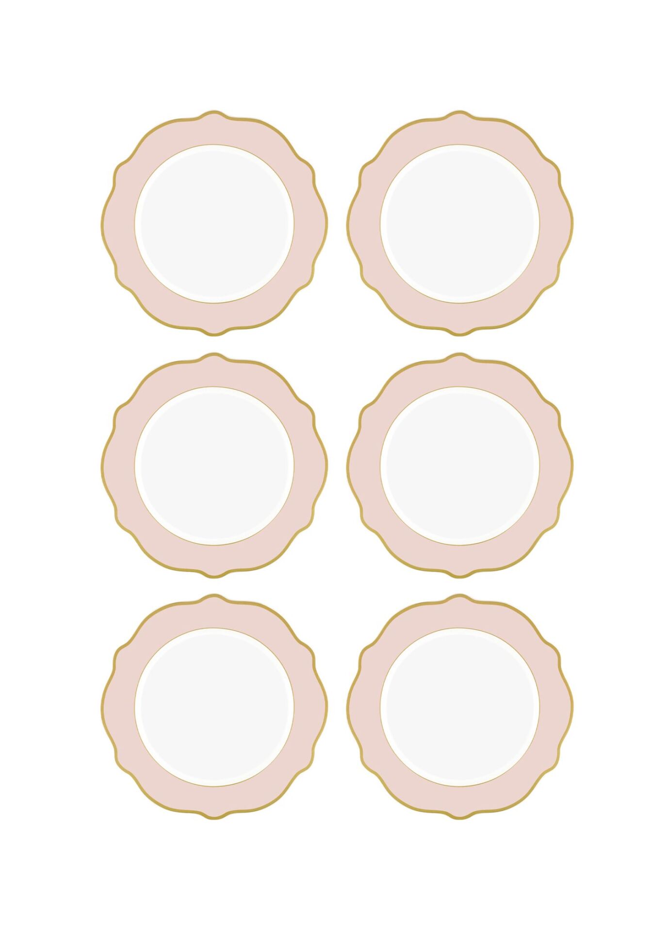 The Mia Jaswely Pasta Tabağı 6 Parça  21 Cm PEMBE
