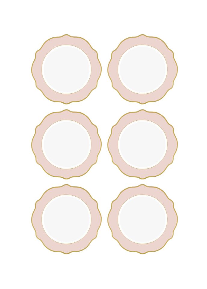 The Mia Jaswely Pasta Tabağı 6 Parça  21 Cm PEMBE