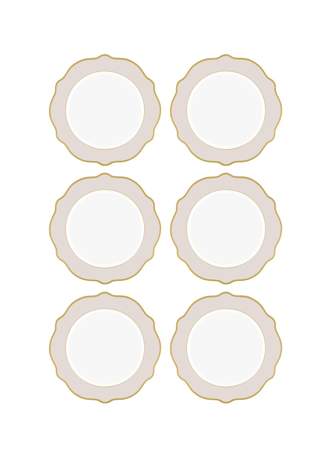 The Mia Jaswely Pasta Tabağı 6 Parça  21 Cm KUM BEJİ