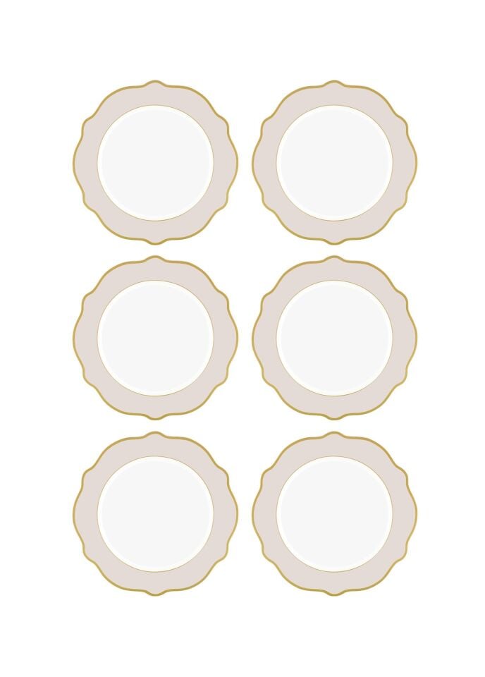 The Mia Jaswely Pasta Tabağı 6 Parça  21 Cm KUM BEJİ