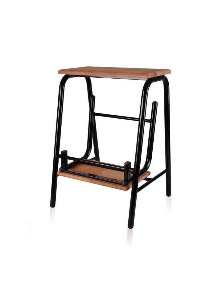 The Mia Ahşap 2 Basamaklı Tabure Merdiven SİYAH