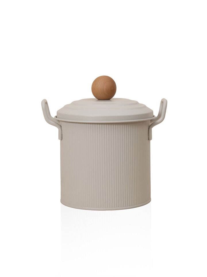 The Mia Stripe Bakliyat ve Deterjan Kutusu 3,5 LT 23X26X18CM BEJ