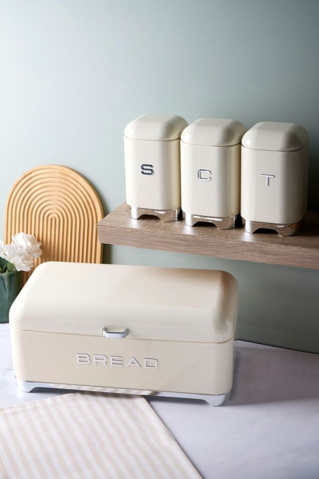 Perotti Plus+ Ekmek Kutusu ve 3 Lü Saklama Kabı Krem Renk