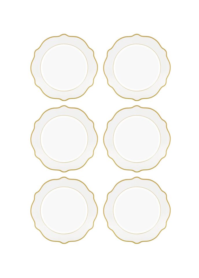 The Mia Jaswely Pasta Tabağı 6 Parça  21 Cm BEYAZ