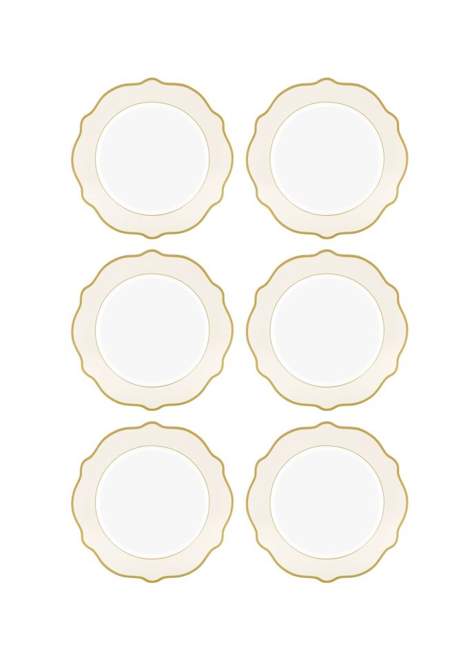 The Mia Jaswely Pasta Tabağı 6 Parça  21 Cm KREM
