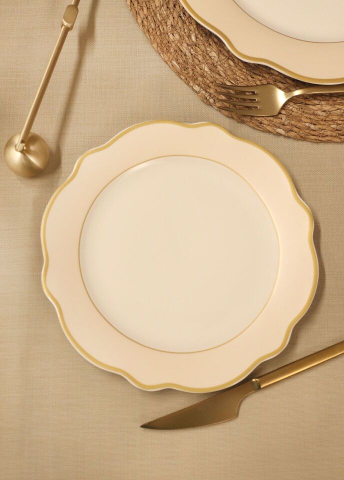 The Mia Jaswely Pasta Tabağı 6 Parça  21 Cm KREM