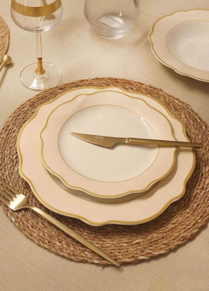 The Mia Jaswely Pasta Tabağı 6 Parça  21 Cm KREM