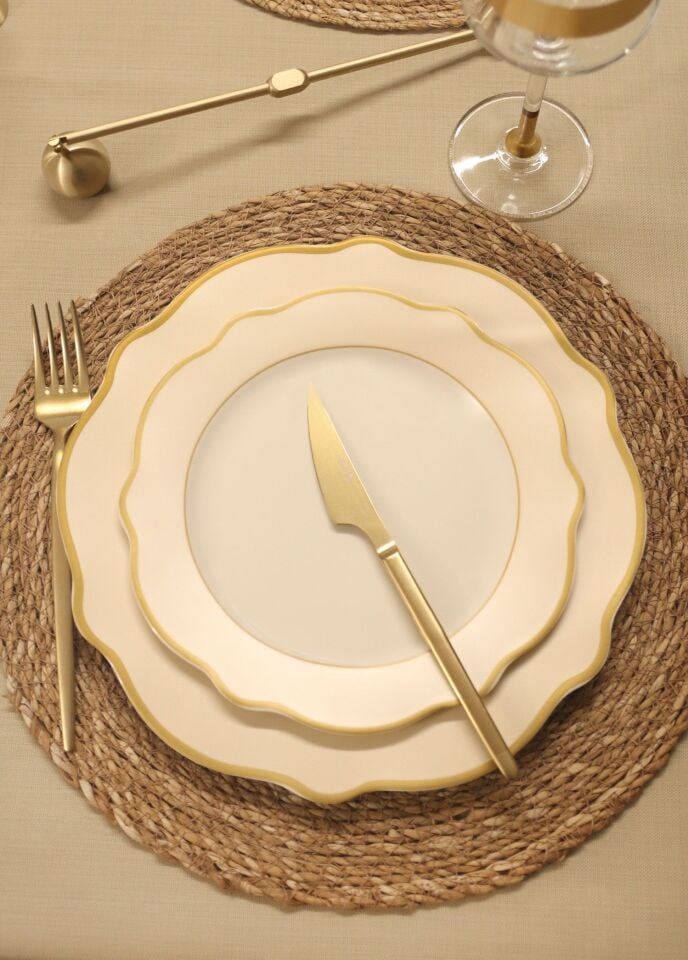 The Mia Jaswely Pasta Tabağı 6 Parça  21 Cm KREM