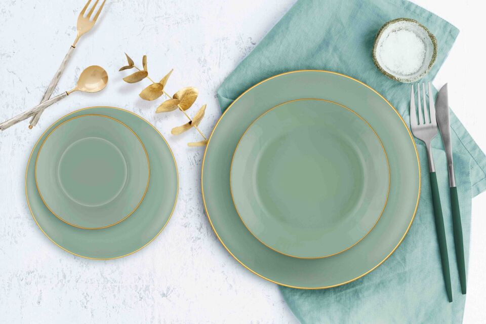 The Mia Basic Yemek Tabağı 6 Lı Set  - 20cm YEŞİL