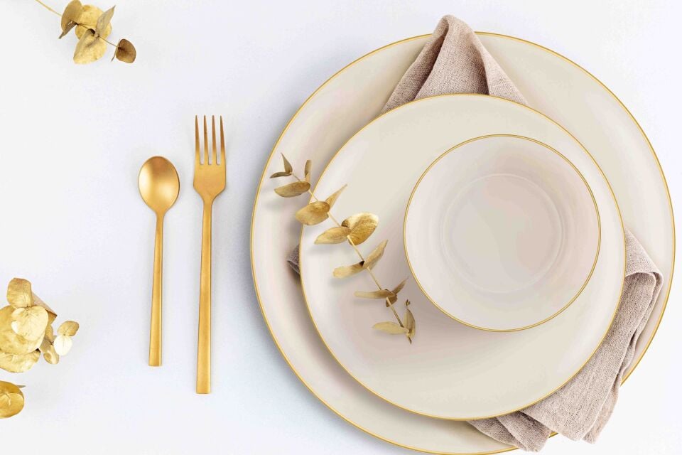 The Mia Basic Yemek Tabağı 6 Lı Set  - 20cm KREM