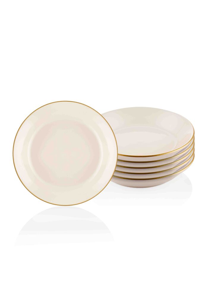 The Mia Basic Yemek Tabağı 6 Lı Set  - 20cm KREM