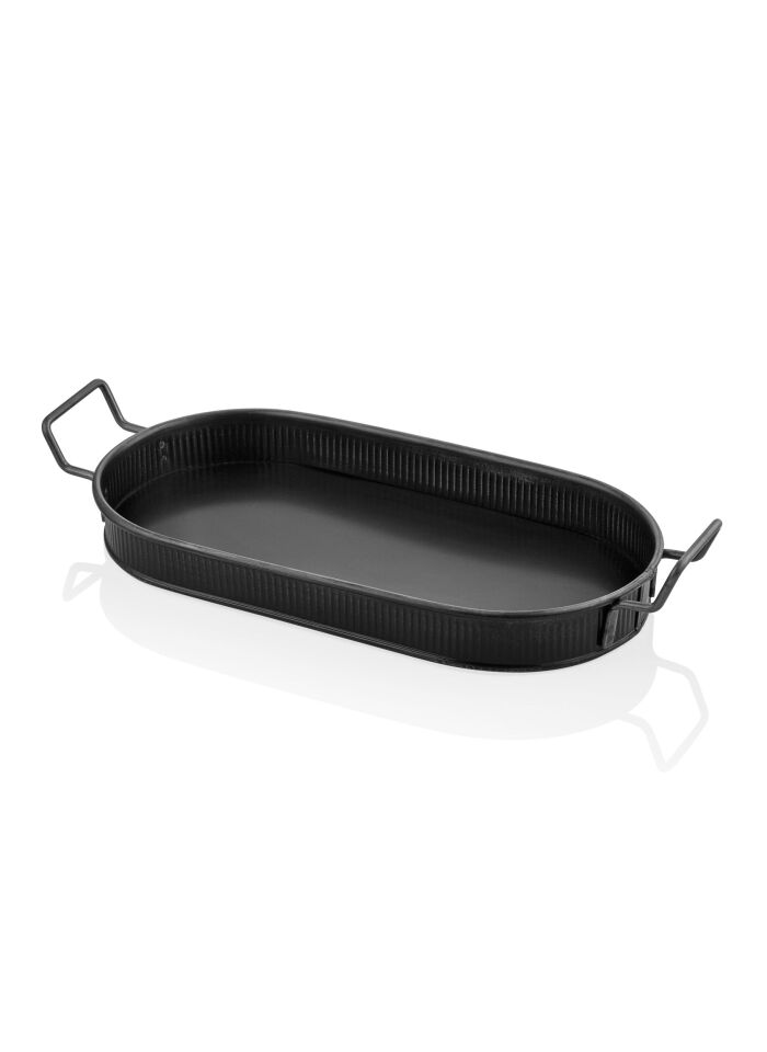 The Mia Galvaniz Tepsi  54x23 cm SİYAH