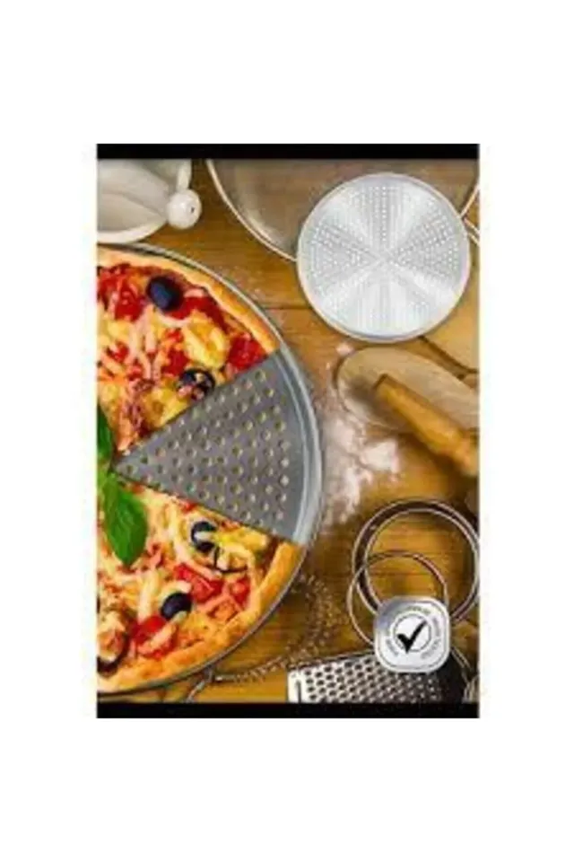 Abant Lüks Paslanmaz Çelik Pizza Lahmacun Tepsisi 6 Farklı Boy 36 CM