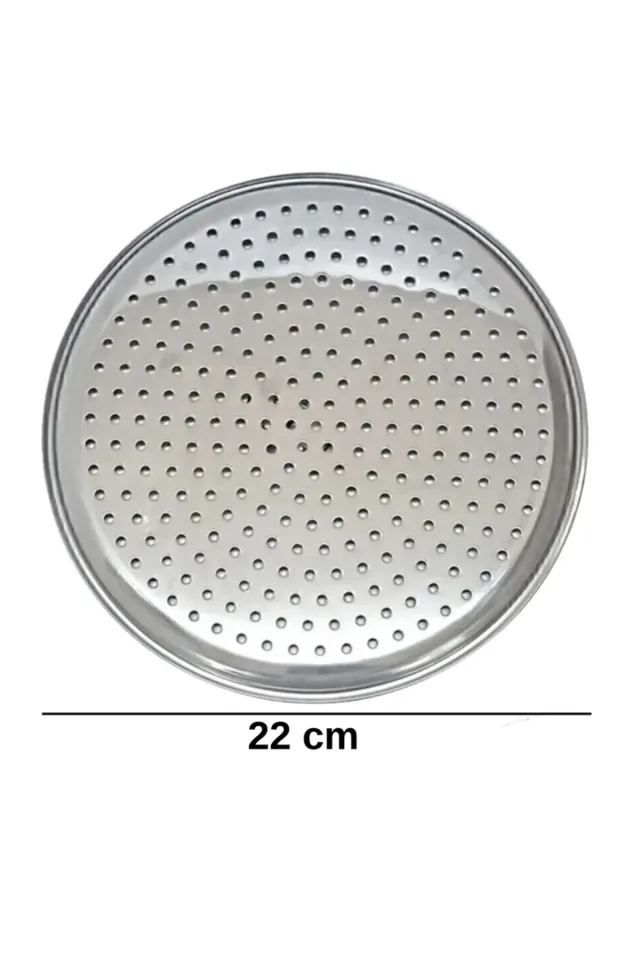 Abant Lüks Paslanmaz Çelik Pizza Lahmacun Tepsisi 6 Farklı Boy 22 CM