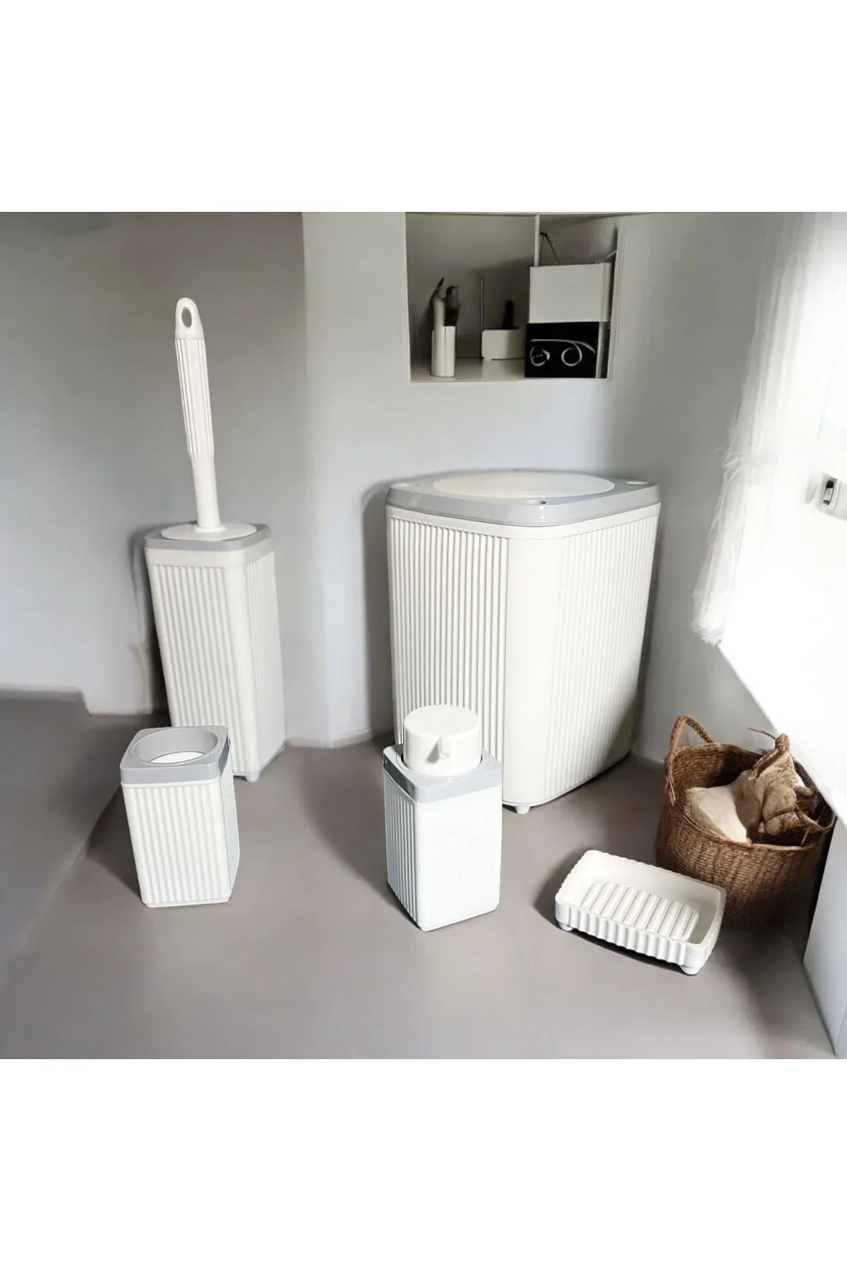 Akrilik 5 Li Banyo Seti BEYAZ