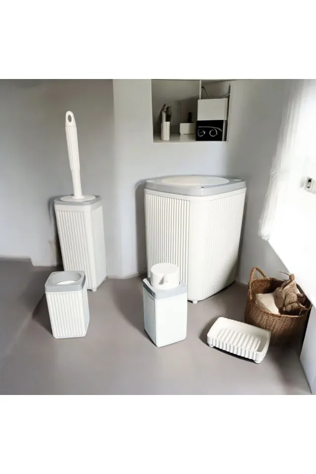Akrilik 5 Li Banyo Seti BEYAZ