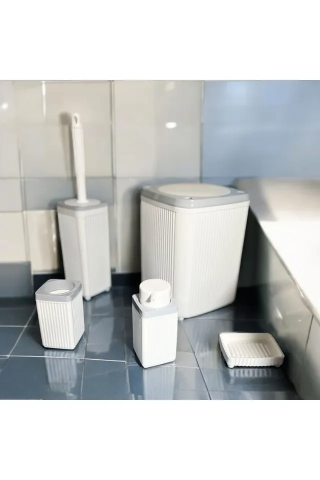 Akrilik 5 Li Banyo Seti BEYAZ
