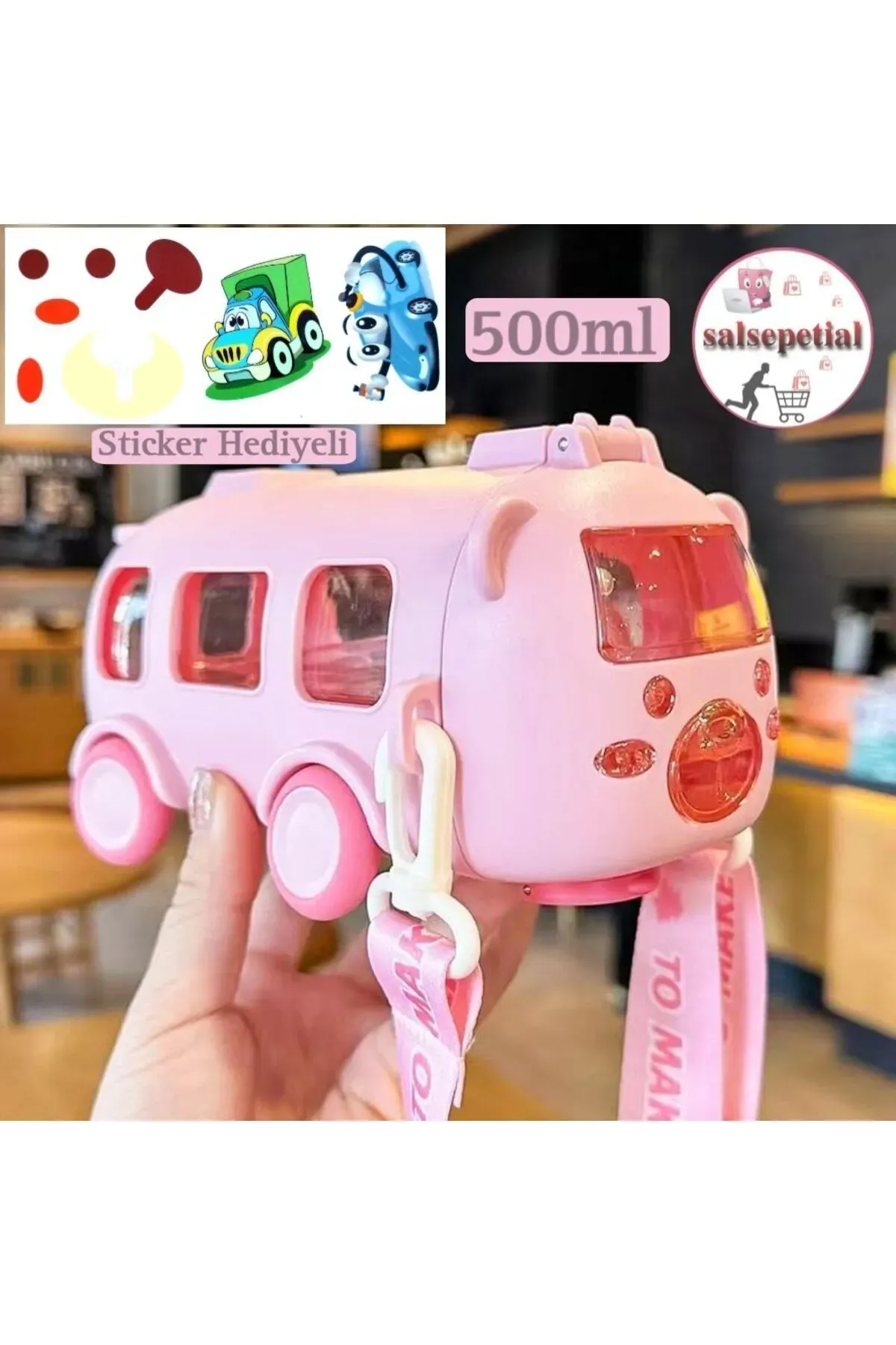 Arow Otobüs Figürlü Matara&Suluk 500 Ml PEMBE