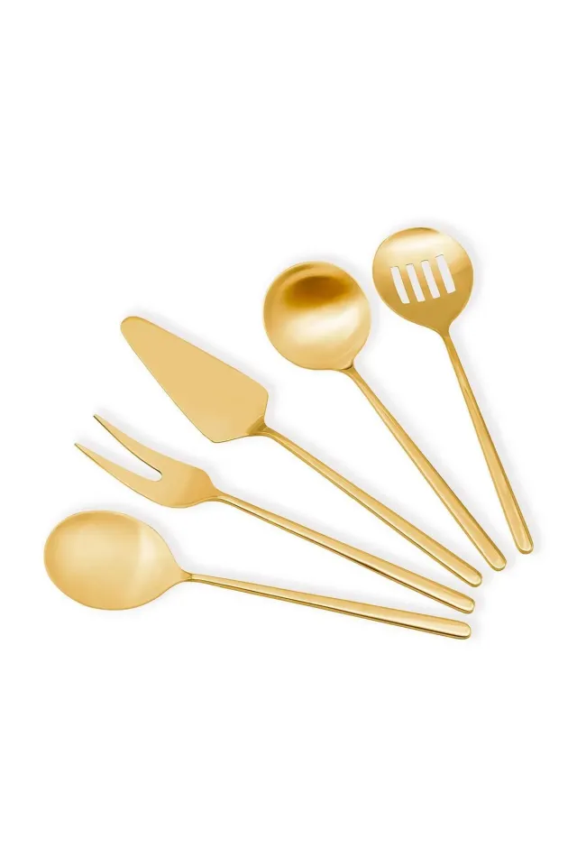 The Mia Giallo Paslanmaz Çelik Servis Seti 5 Parça GOLD