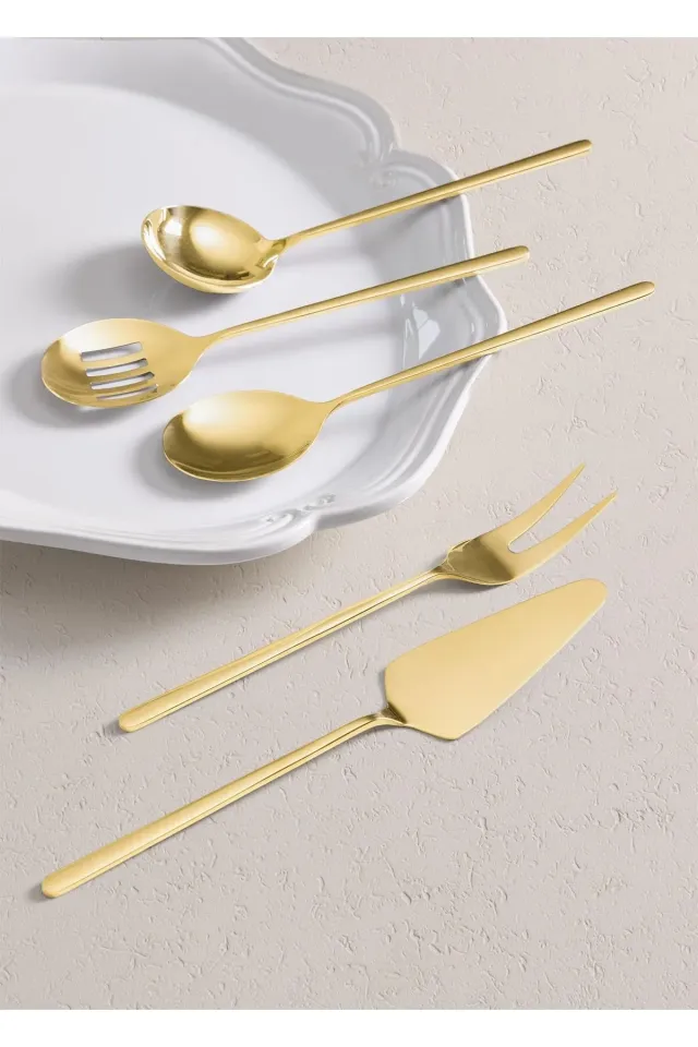 The Mia Giallo Paslanmaz Çelik Servis Seti 5 Parça GOLD