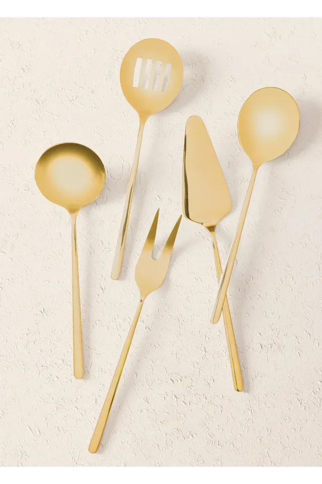 The Mia Giallo Paslanmaz Çelik Servis Seti 5 Parça GOLD