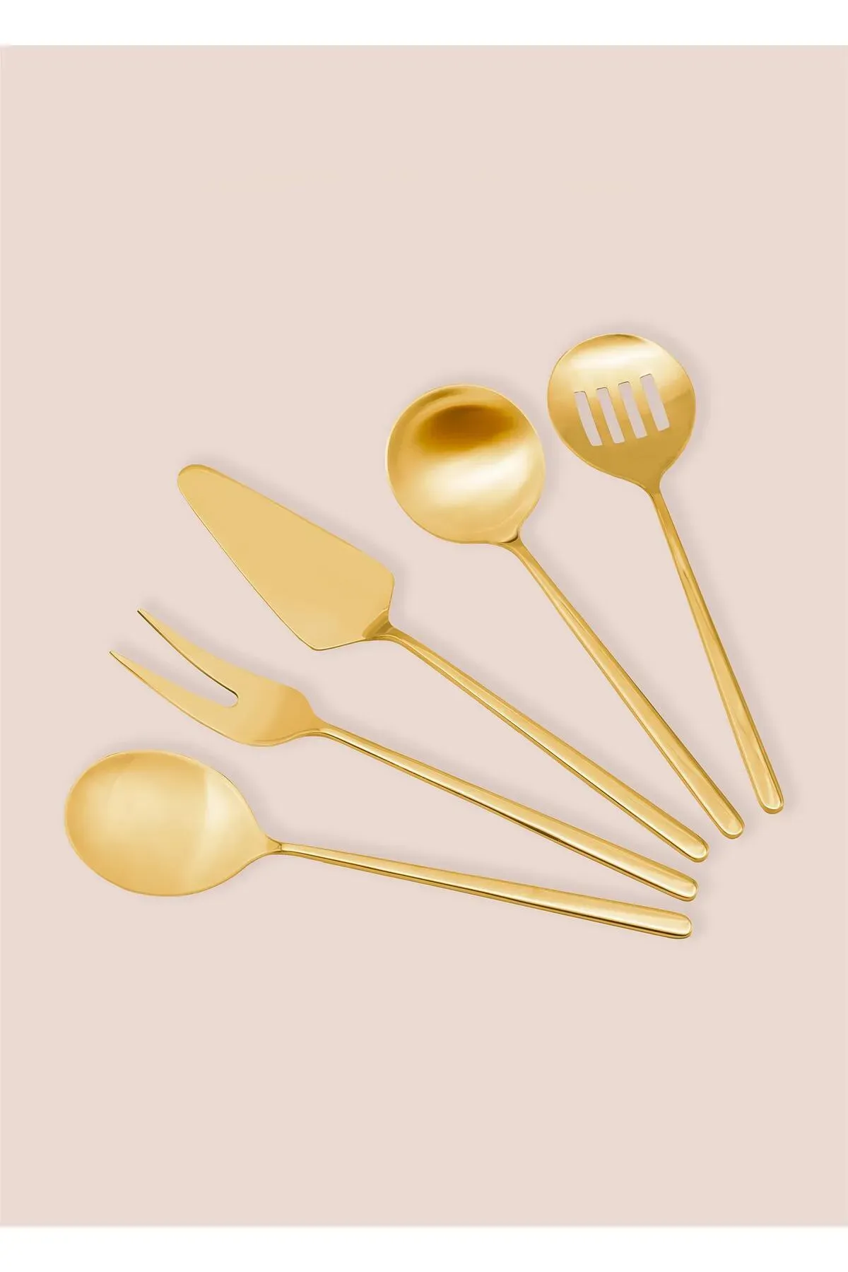 The Mia Giallo Paslanmaz Çelik Servis Seti 5 Parça GOLD