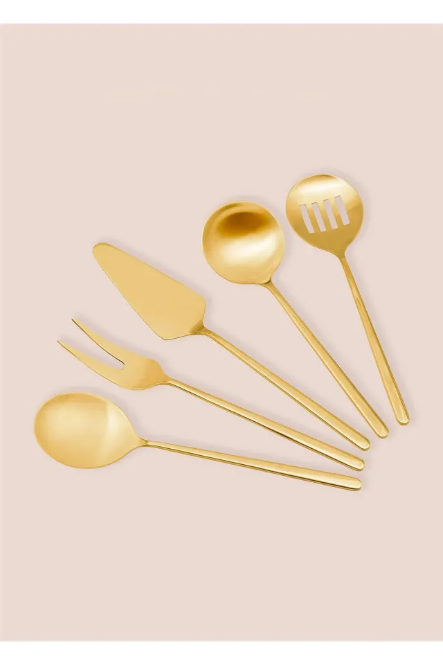 The Mia Giallo Paslanmaz Çelik Servis Seti 5 Parça GOLD