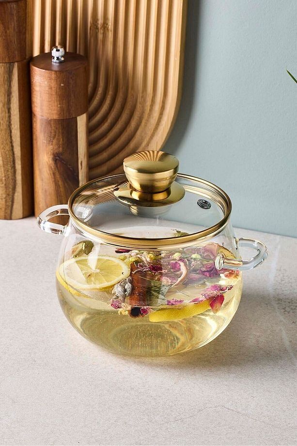 Perotti Roy Gold 1200 ml Borosilikat Cam Tencere