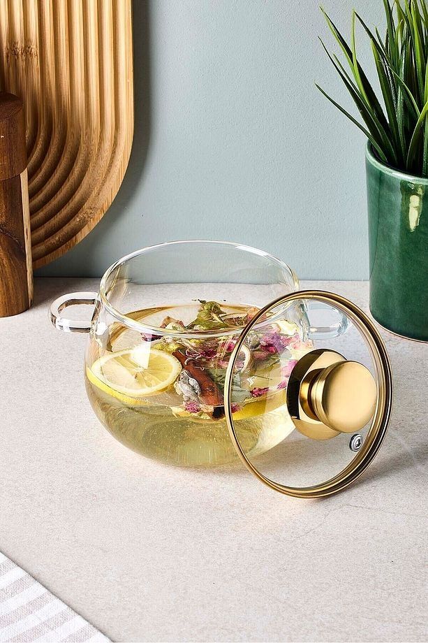 Perotti Roy Gold 1200 ml Borosilikat Cam Tencere