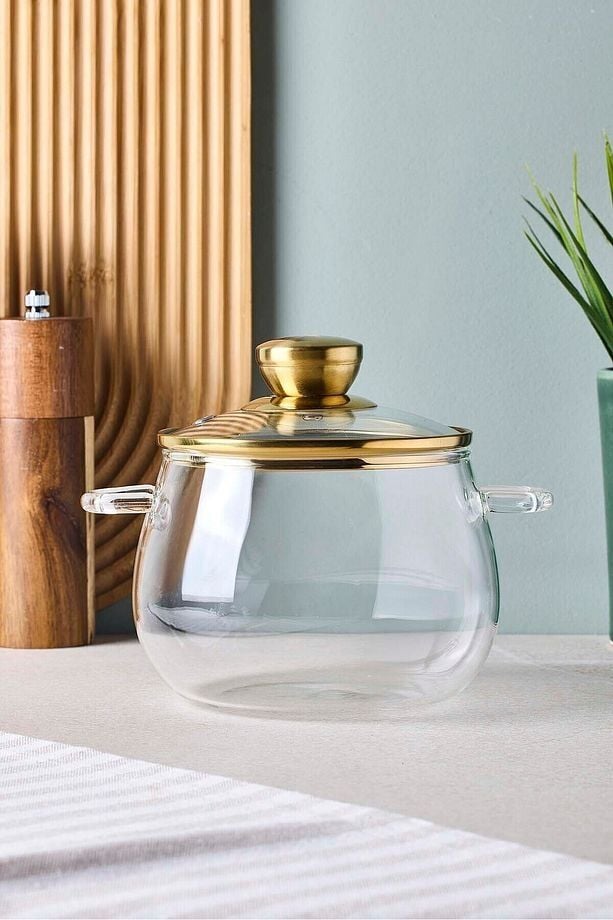 Perotti Roy Gold 1200 ml Borosilikat Cam Tencere