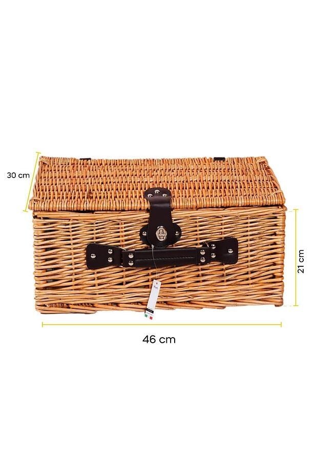 Perotti Picno Italy 4 Kişilik Hasır, Siyah Astarlı, Aksesuar Sepeti ile Taşınabilir Piknik Sepeti