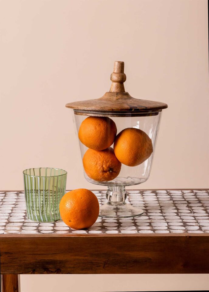 The Mia Madera Ayaklı Kurabiye,Kek,Meyve Kavanozu 33x19x19 cm