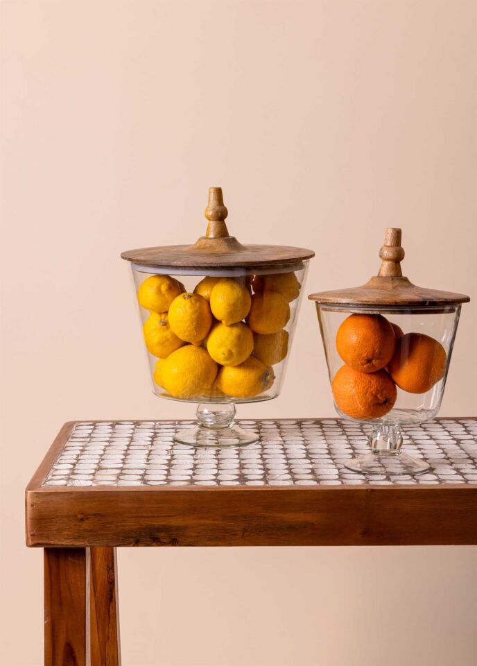 The Mia Madera Ayaklı Kurabiye,Kek,Meyve Kavanozu 33x19x19 cm