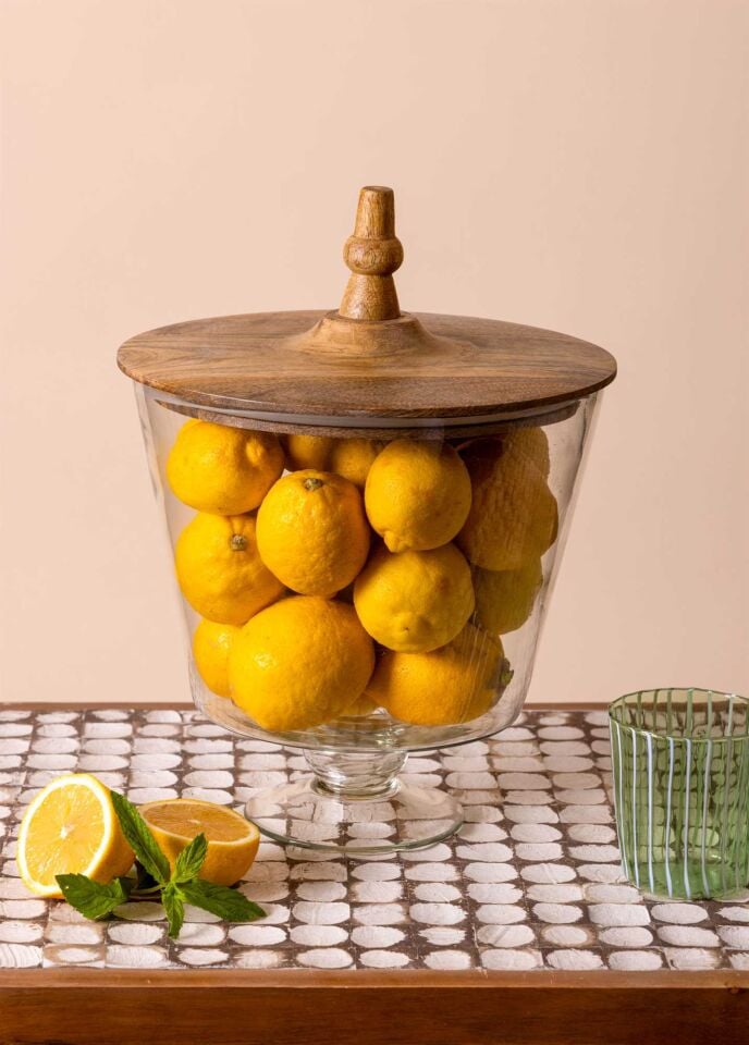 The Mia Madera Ayaklı Kurabiye Kavanozu 36x26x25 cm