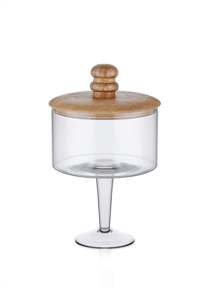 The Mia Madera Ayaklı Kurabiye Kavanozu 34x21x21 cm